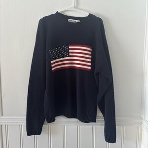 New Era Black Crewneck Sweater with Flag Design